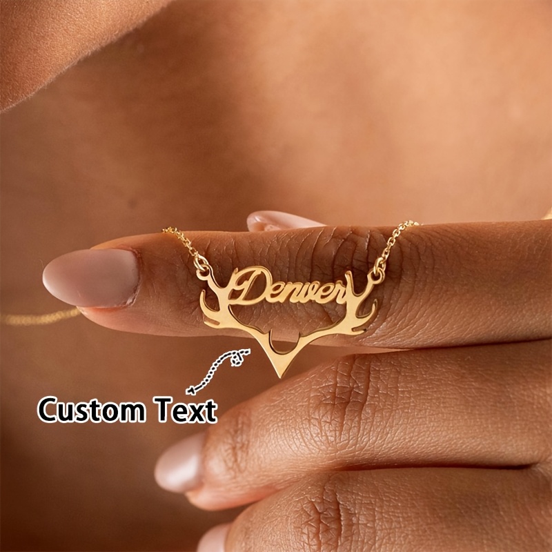 Personalized 18K Gold Plated Antler Name Necklace